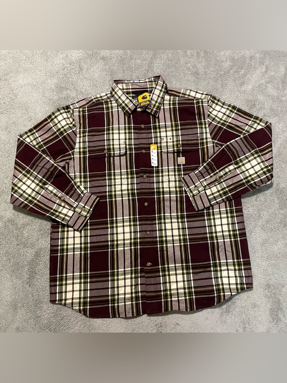 Carhartt Twill Flannel Shirt Men’s XL TW4451 Heavyweight Loose Fit Plaid NWT